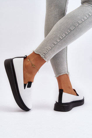Moteriškos odinės espadrilės ant platformos White Tigera