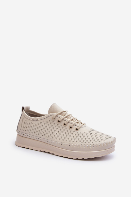 Moteriški Odiniai Sportiniai Batai Sneakers Beige Lalnai