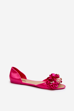 Moteriškos guminės balerinos su gėlėmis Fuchsia Junikla 2