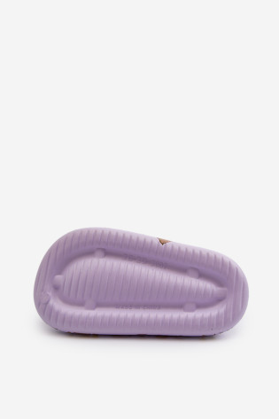 Evitrapa vaikiški lengvi šlepetės su violetiniais meškiukais