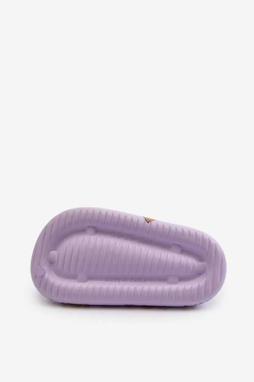 Evitrapa vaikiški lengvi šlepetės su violetiniais meškiukais