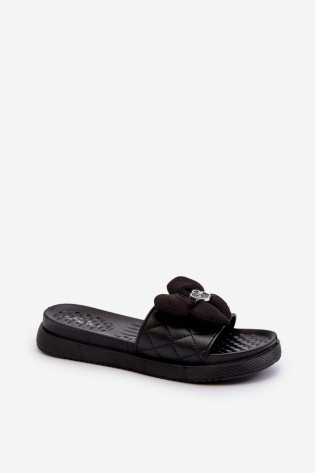 Moteriškos šlepetės su puošmena ant žemos platformos, Black Cedrella 2