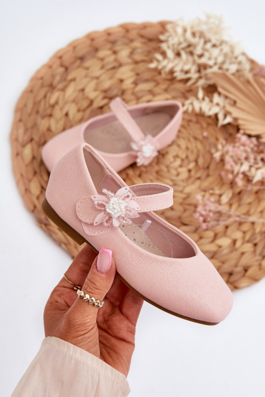 Vaikiškos blizgančios balerinos su Velcro užsegimu, Pink Jeylin