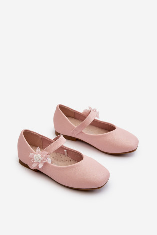 Vaikiškos blizgančios balerinos su Velcro užsegimu, Pink Jeylin 2