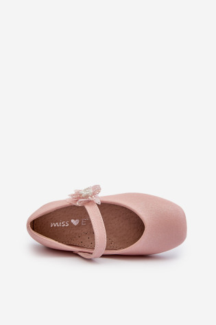 Vaikiškos blizgančios balerinos su Velcro užsegimu, Pink Jeylin