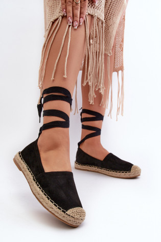 Juodos Ismann surištos zomšinės espadrilės