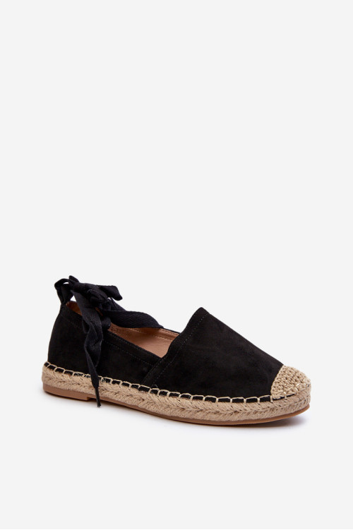 Juodos Ismann surištos zomšinės espadrilės