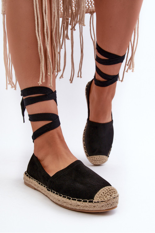Juodos Ismann surištos zomšinės espadrilės