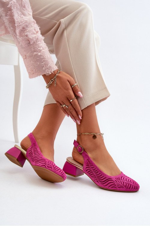 Fuchsia Block Heel Pumps Gemifa