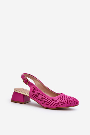Fuchsia Block Heel Pumps Gemifa 2