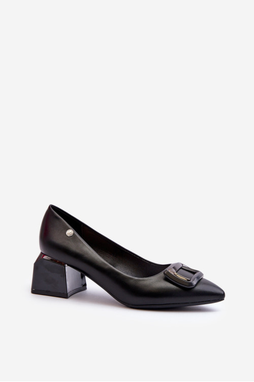 Block-kulniai siurbliai su dekoracija, Eco Leather, Black Sarala
