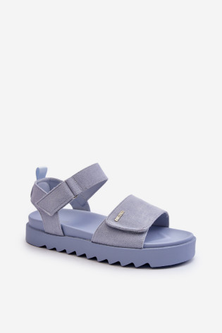 Moteriški zomšiniai sandalai ant Big Star platformos NN274706 mėlyni 2