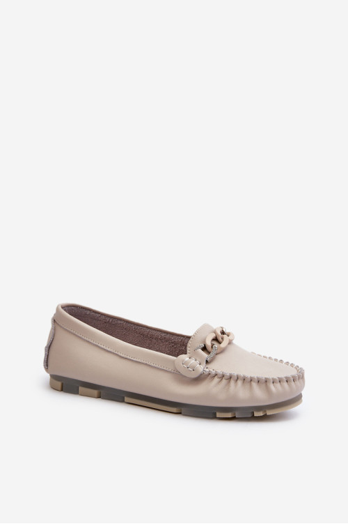 Moteriški odiniai mokasinai su dekoracija Beige S.Barski LR339