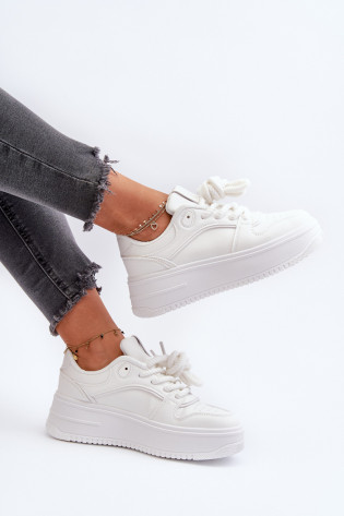 Moteriški sportbačiai su platforma Eco Leather White Vhisper