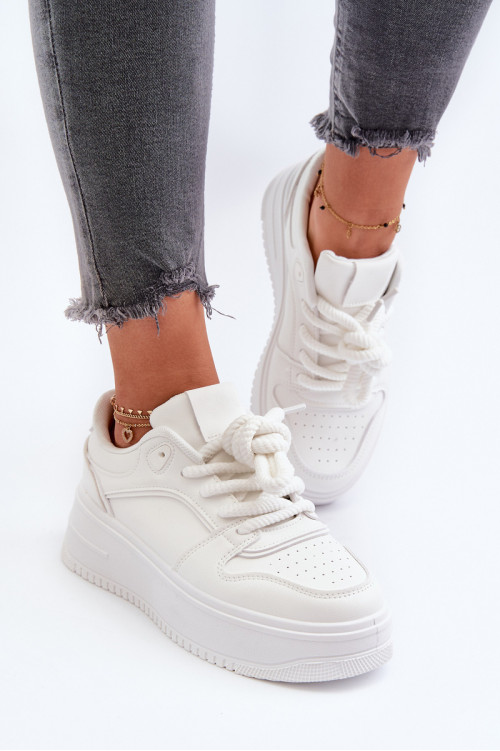 Moteriški sportbačiai su platforma Eco Leather White Vhisper