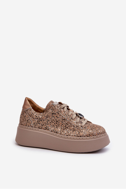 Odiniai sportiniai batai ant platformos Maciejka 06191-10 Beige