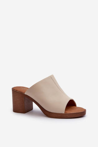 Elegantiškos, lengvos moteriškos šlepetės su aukštakulniais, Beige Varnila 2