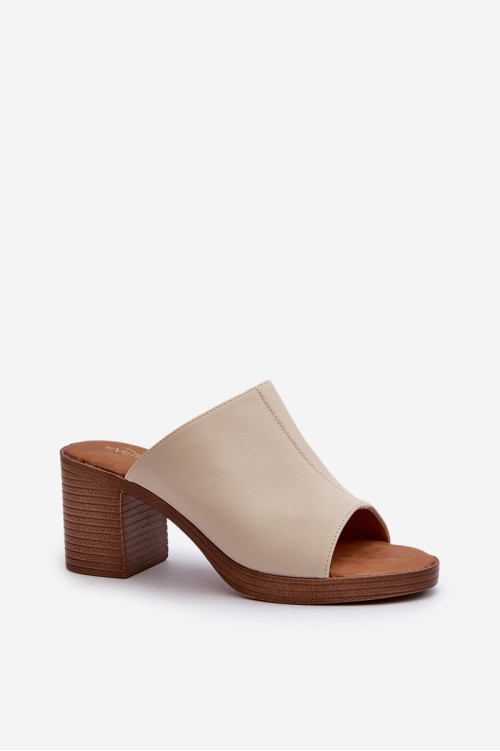 Elegantiškos, lengvos moteriškos šlepetės su aukštakulniais, Beige Varnila