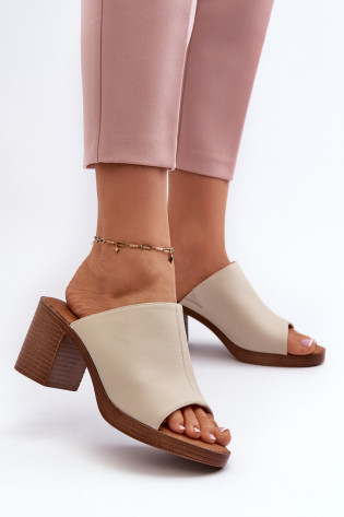 Elegantiškos, lengvos moteriškos šlepetės su aukštakulniais, Beige Varnila