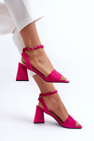 Moteriškos aukštakulnės basutės, pagamintos iš Eco Suede Fuchsia Upttima