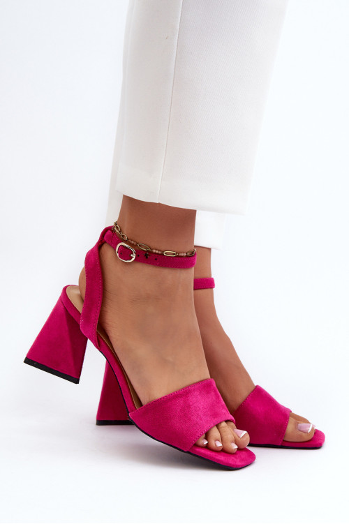 Moteriškos aukštakulnės basutės, pagamintos iš Eco Suede Fuchsia Upttima