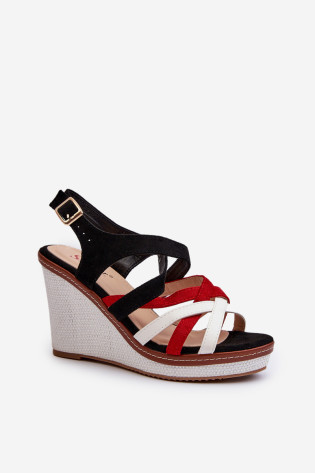 Juodi Ellen Strappy Wedge sandalai