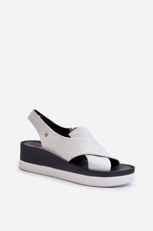 Zazoo 40256 odiniai sandalai su pleištais, balti 2
