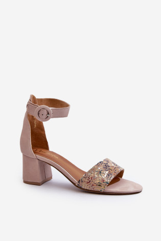 Zomšiniai aukštakulniai sandalai Maciejka 04141-49 Beige 2