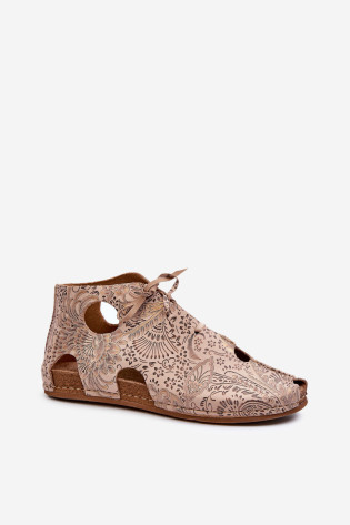 Raštuoti odiniai kulkšnies batai Maciejka 03426-02 Beige 2