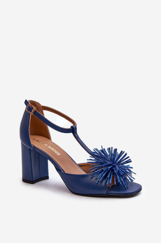 Odinės basutės ant aukštakulnio su puošmena Laura Messi 2758 Navy blue 2