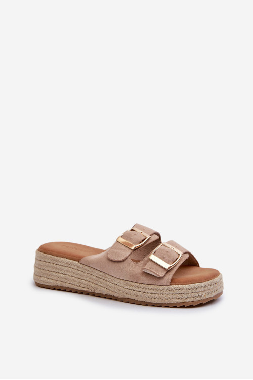 Moteriškos šlepetės su pynimo Eco Suede Beige Zaloemi