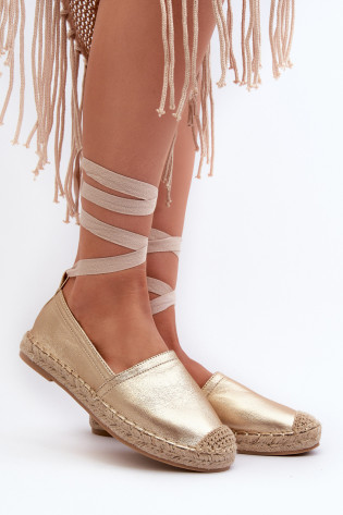Suvarstytos eko odos Espadrilles Gold Ismann