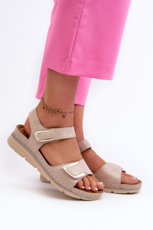 Moteriškos Velcro sandalai smėlio spalvos Risanni