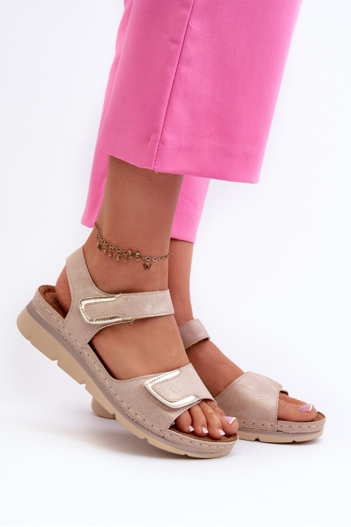 Moteriškos Velcro sandalai smėlio spalvos Risanni