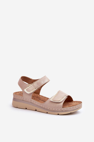 Moteriškos Velcro sandalai smėlio spalvos Risanni 2