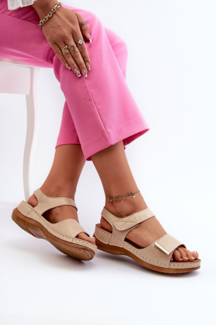 Patogūs moteriški sandalai su Velcro, smėlio spalvos Iphiope
