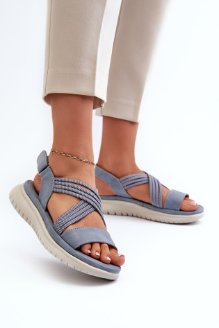 Moteriški patogūs Velcro sandalai Mėlynos spalvos Eladora