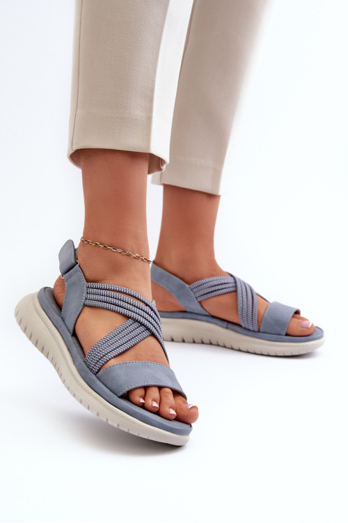 Moteriški patogūs Velcro sandalai Mėlynos spalvos Eladora