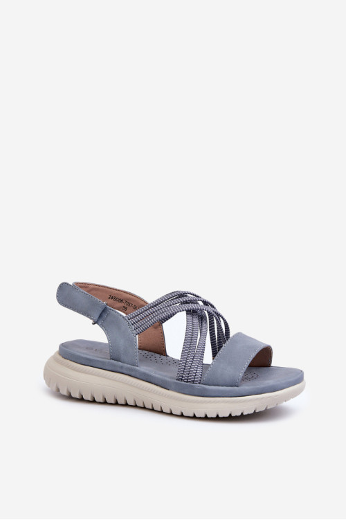Moteriški patogūs Velcro sandalai Mėlynos spalvos Eladora