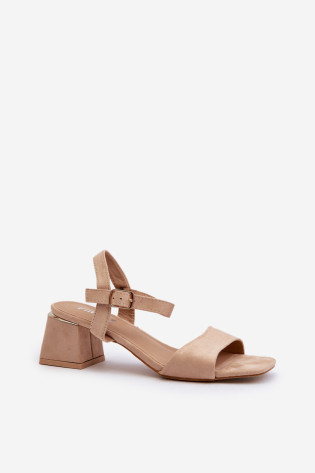 Moteriški sandalai ant bloko, pagaminti iš Eco Suede Beige Leisha 2