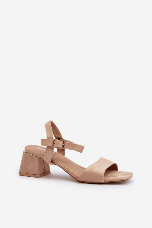 Moteriški sandalai ant bloko, pagaminti iš Eco Suede Beige Leisha