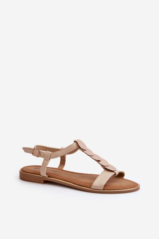 Moteriškos plokščios basutės, pagamintos iš Eco Leather Beige Jeritellia 2