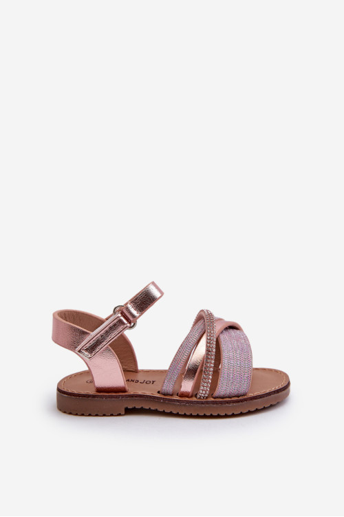 Blizgios vaikiškos Velcro sandalai, Rožinis Delphina