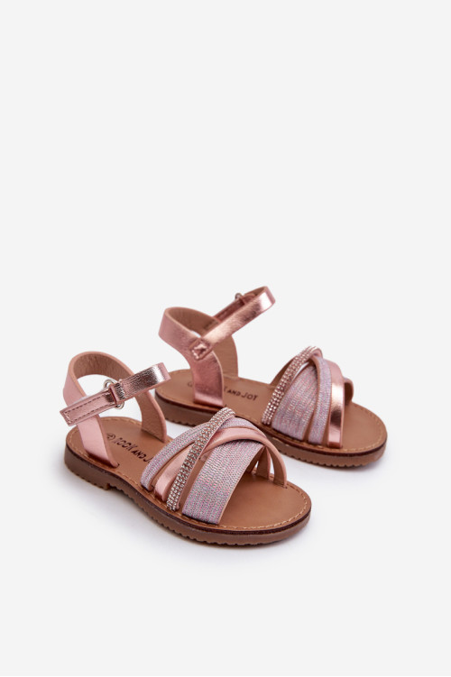 Blizgios vaikiškos Velcro sandalai, Rožinis Delphina