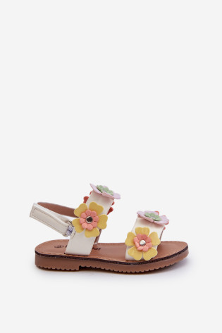 Vaikiški sandalai, dekoruoti įvairiaspalvėmis gėlėmis 2