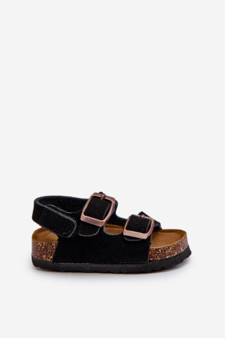 Vaikiški basutės ant kamštinės platformos, užsegamos Velcro, Black Rorria 2