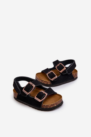 Vaikiški basutės ant kamštinės platformos, užsegamos Velcro, Black Rorria