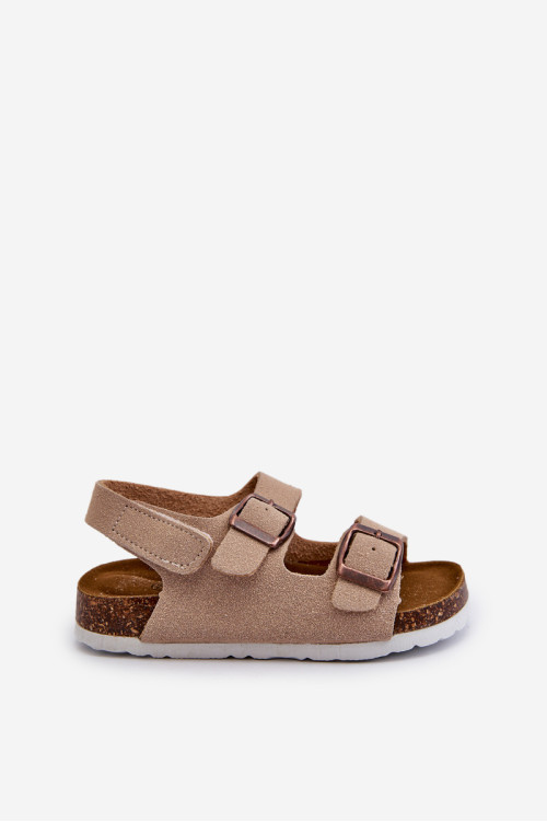 Vaikiški basutės ant kamštinės platformos, užsegamos Velcro, Beige Rorria