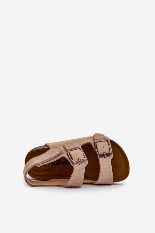 Vaikiški basutės ant kamštinės platformos, užsegamos Velcro, Beige Rorria