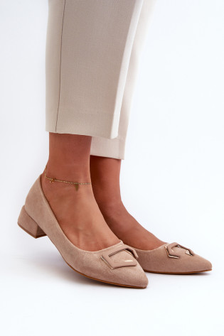 Žemakulniai pompos su dekoracija Eco Suede S.Barski KV27-034 Beige 2